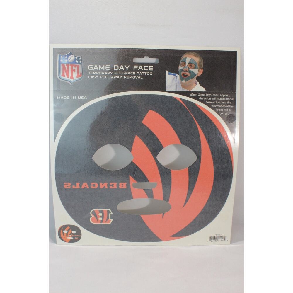 Cincinnati Bengals Game Day Face Temporary Tattoo NFL Football Fan Peel Off